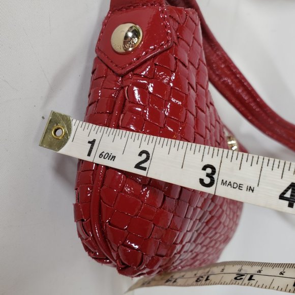 Elliott Lucca Red Patent Leather Woven Leather Bag - Picture 10 of 14